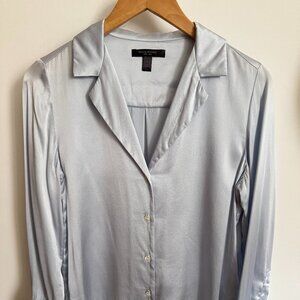 Banana Republic Light Blue/Silver 100% Silk Shirt Small S